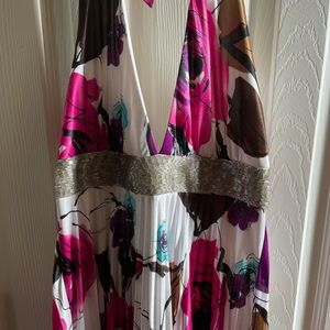 Long halter evening dress.